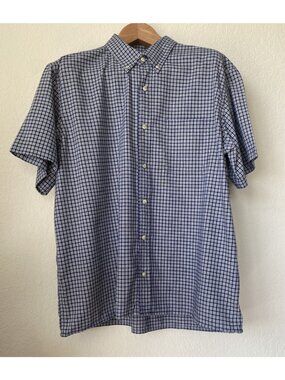 TravelSmith Blue checkered Button Up Short Sleeve Men's XL
